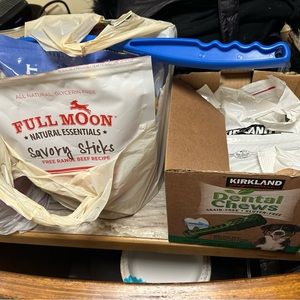 Dog treats and a new chuckit ball throw.